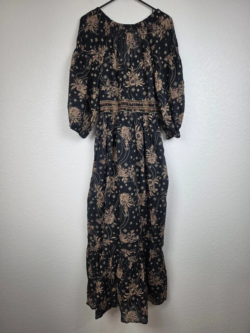 Free People Black Floral Cotton Maxi Dress